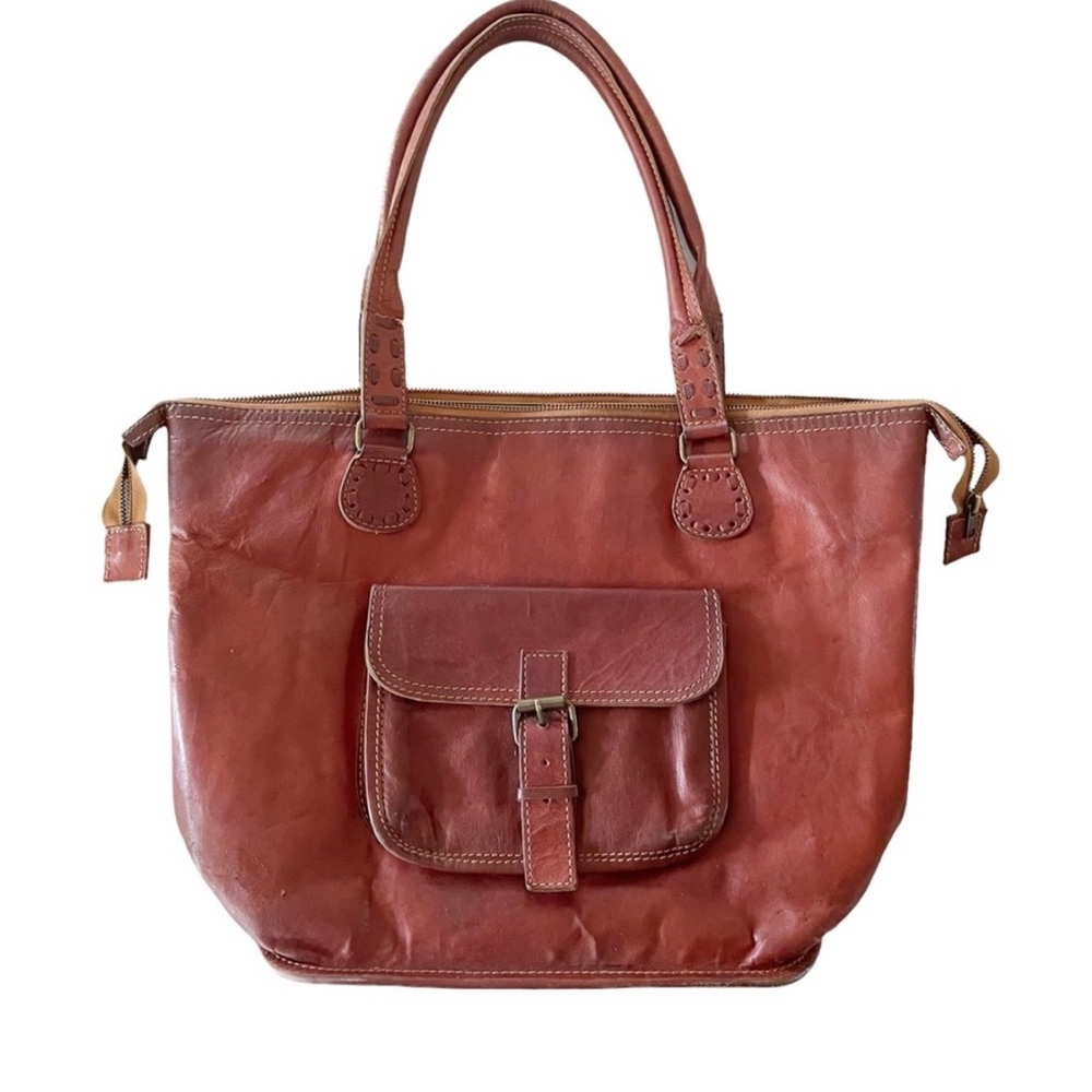 Lovely Noonday Brown Leather Satchel Tote Bag, or Purse - in great shape!